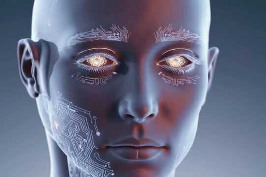 Digital technology and 3D animation humanize the face of a fictional person in the mind
