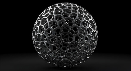 Geometric Sphere Abstract Render With Metal Hexagonal Structure Pattern