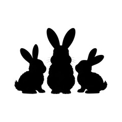 Obraz premium Rabbit silhouettes three bunnies in a row, easter animal, cute pet, holiday, spring