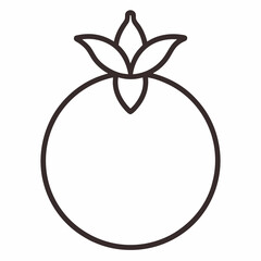 Pomegranate outline icon on white background	