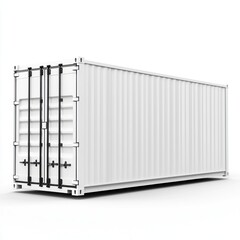 Cargo Container Blank Mockup with logo and copy space isolated on white background. Shipping Container Mockup. Industrial Cargo Box. Freight Container. Cargo Container isolated on white.
