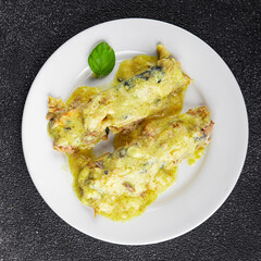 Mackerel mustard sauce canned food fish fillet seafood natural food dish organic product fresh tasty gourmet food background on the table rustic food top view copy space keto paleo pescetarian diet