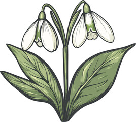 Obraz premium illustration of snowdrop flowers