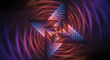 Hypnotic Geometric Vortex With Glowing Spirals and Triangles