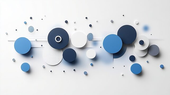 Flat design infographic elements floating on a white background with a corporate blue and grey color scheme and clean lines. Abstract business concept,
