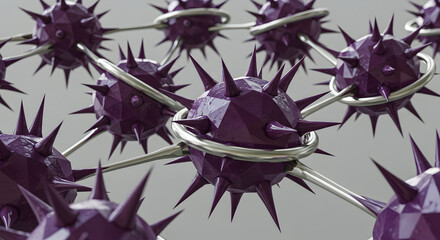 Complex Molecular Network With Spiked Spheres And Silver Connectors