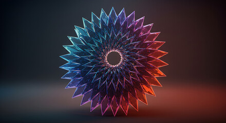 Radiant Crystal Bloom Geometric Pattern With Vibrant Gradient Hues