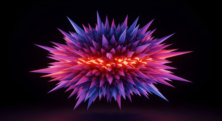 Abstract Geometric Composition With Spikes and Glow Effect On Black Background