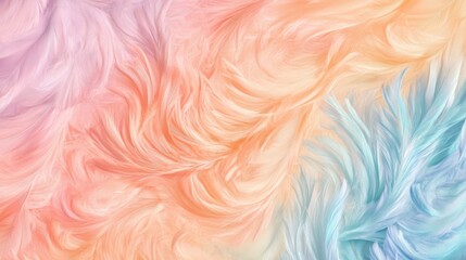 Fototapeta premium Background of layered pastel-colored chicken feathers with smooth, blended transitions