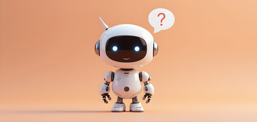 Fototapeta premium Cartoon 3d blue robot toy character with a blue screen and hands, a modern tech concept