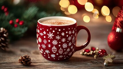 Festive Mug for Hot Beverages Celebrating Christmas and New Year's Cheer
