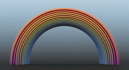 Colorful Rainbow Arches a Decorative Illustration With Pastel Spectrum Gradient