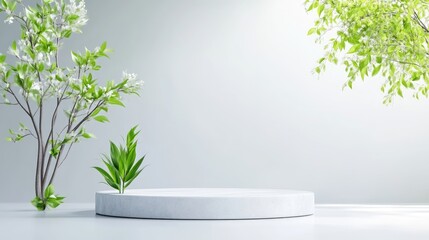 Blank product display with greenery