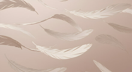 Delicate Feather Cascade On a Pale Background For Serene Design
