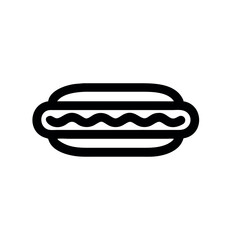 Vector illustration of a hot dog sandwich with sausage, mustard, and ketchup on a bun.
