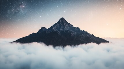 Floating island in dreamy sky surrounded by stars nature landscape surreal environment gigapixel quality
