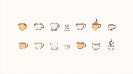 Tea cup animation, stages of drinking, white background, website use