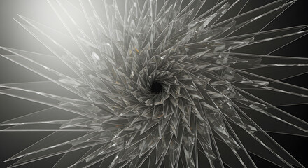 Obraz premium Angular Crystal Structures Radiating From A Central Void In Dark Ambience