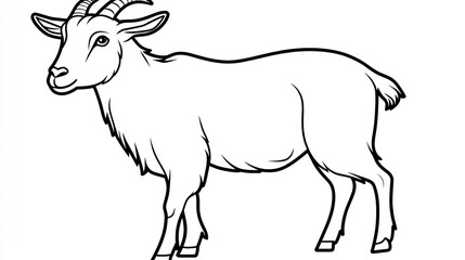 Obraz premium Goat illustration, side profile, white background, coloring page