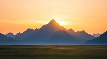Majestic mountain silhouette at sunrise nature landscape serene environment gigapixel quality