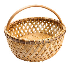 Handwoven Bamboo Basket isolated on transparent background