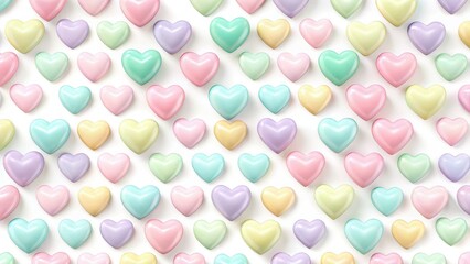 Pastel Heart Seamless Pattern, 3D Hearts Background, Cute Love Wallpaper, Romantic Design,  Sweet Candy Hearts