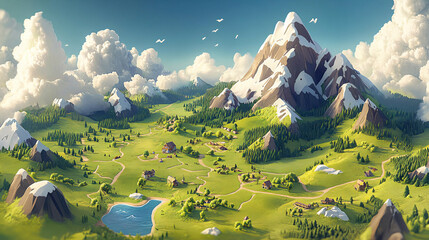 Breathtaking landscapes with dramatic peaks. 3d nature landscape. 