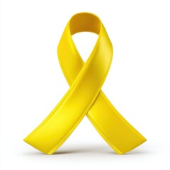 Bright yellow ribbon awareness symbol on white background