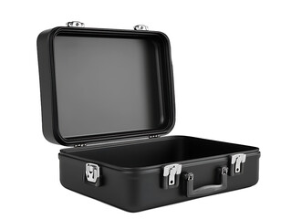 Open black suitcase isolated on transparent background


