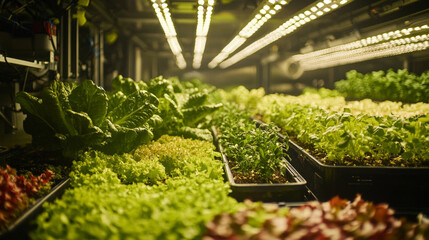 Indoor Vertical Farming Lettuce Crops Controlled LED Light Hydroponic Agriculture