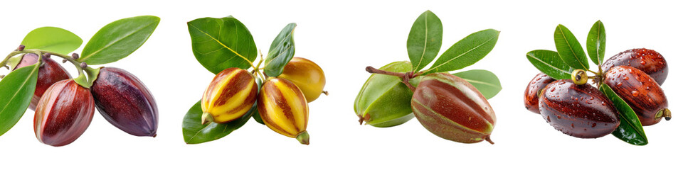 Collection of Jojobas fruit isolated transparent or white background