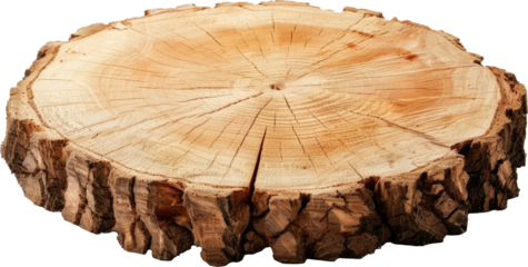 Natural wood slice on white background