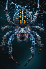 Close-up of a spider in web