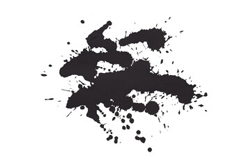 Fototapeta premium Black watercolor splash with dynamic splash effect on transparent background. Watercolor brush.