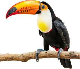 Colorful toucan perched on branch