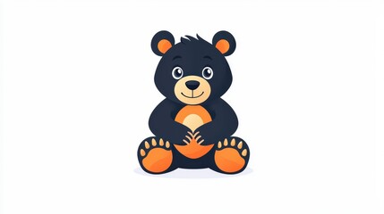 Fototapeta premium Friendly bear mascot logo in flat design with soft edges, perfect for kids' branding