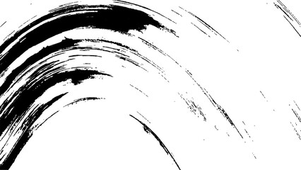 Black ink brush stroke on white background. Abstract grunge background. Black paint isolated on white background.	