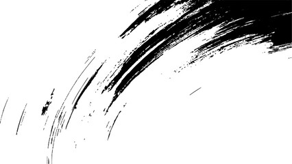 Black ink brush stroke on white background. Abstract grunge background. Black paint isolated on white background.	