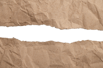 Torn brown paper with white space background
