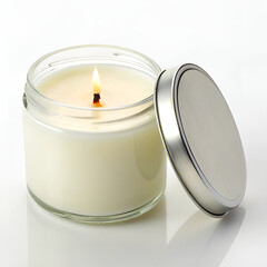 white candle on white background