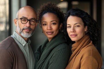 Fototapeta premium A portrait of three diverse individuals, showcasing their unique personalities and styles.