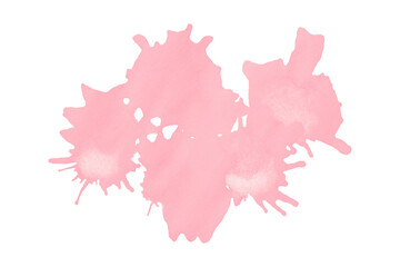 Pink watercolor splash with dynamic splash effect on transparent background. Watercolor brush.