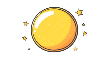 Sunny coin surrounded by stars for website, educational, or creative use