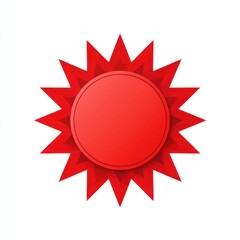 Illustration of a red starburst with a circle in the center on a white backdrop