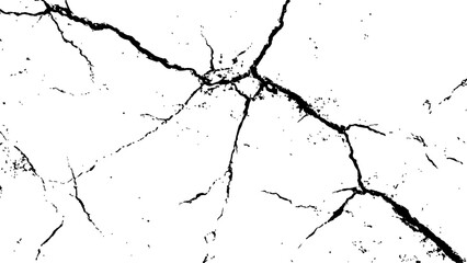 Vector grunge cracked texture style with cracked texture isolated on white background. Cracks concrete wall texture white and black. Grungy, grunge effect, grunge texture, dry land crack effect,	