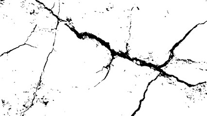 Naklejka premium Vector grunge cracked texture style with cracked texture isolated on white background. Cracks concrete wall texture white and black. Grungy, grunge effect, grunge texture, dry land crack effect, 