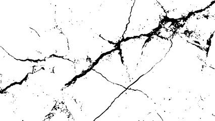 Vector grunge cracked texture style with cracked texture isolated on white background. Cracks concrete wall texture white and black. Grungy, grunge effect, grunge texture, dry land crack effect,	