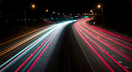 Obraz premium Streaks Of Light Flowing Through The Highway At Night