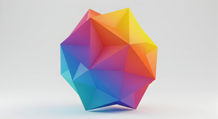 Prismatic Form In Gradient Hues Against A Clean Backdrop Graphic Resource