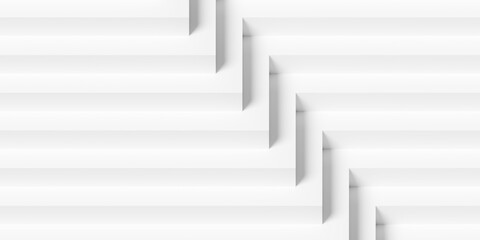 Modern minimal white orthographic stairs with corner, geometry pattern background